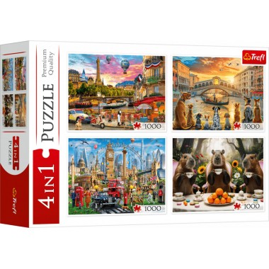Trefl 4 х 1000 - Painted cities and capybaras